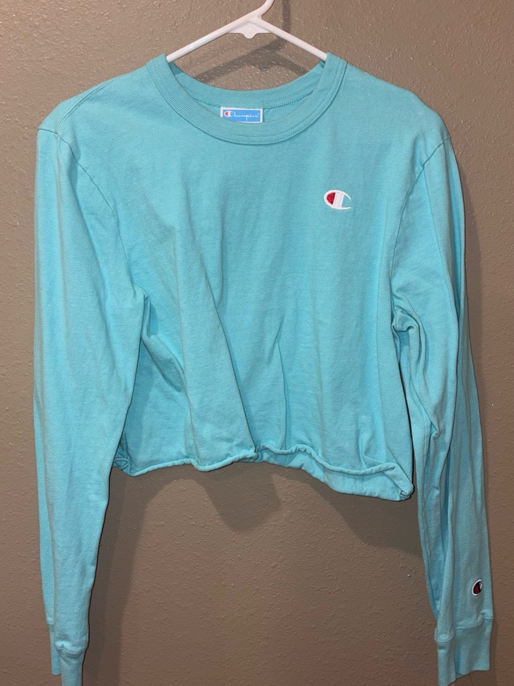 Champion Women’s Teal Cropped Crewneck Sweatshirt